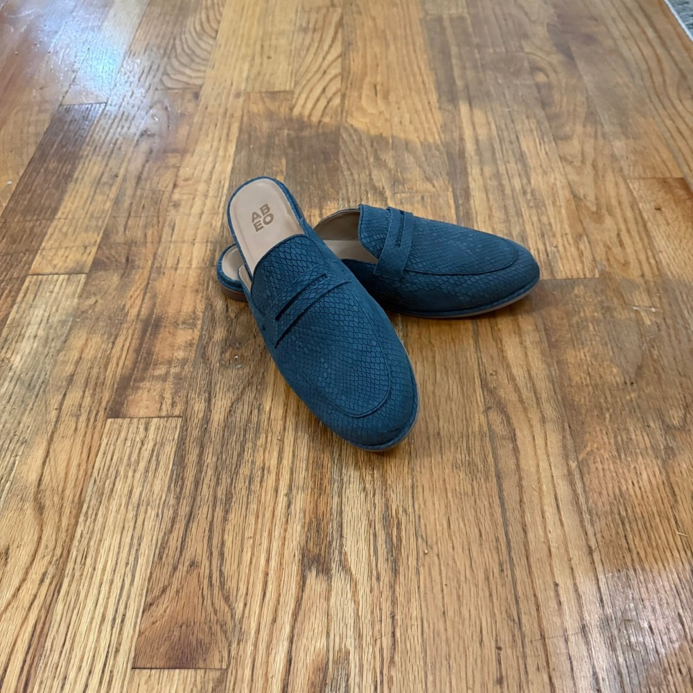 ABEO Strada Natalie Mule Loafers Womens 9 Blue Vibora Leather Comfort Slides